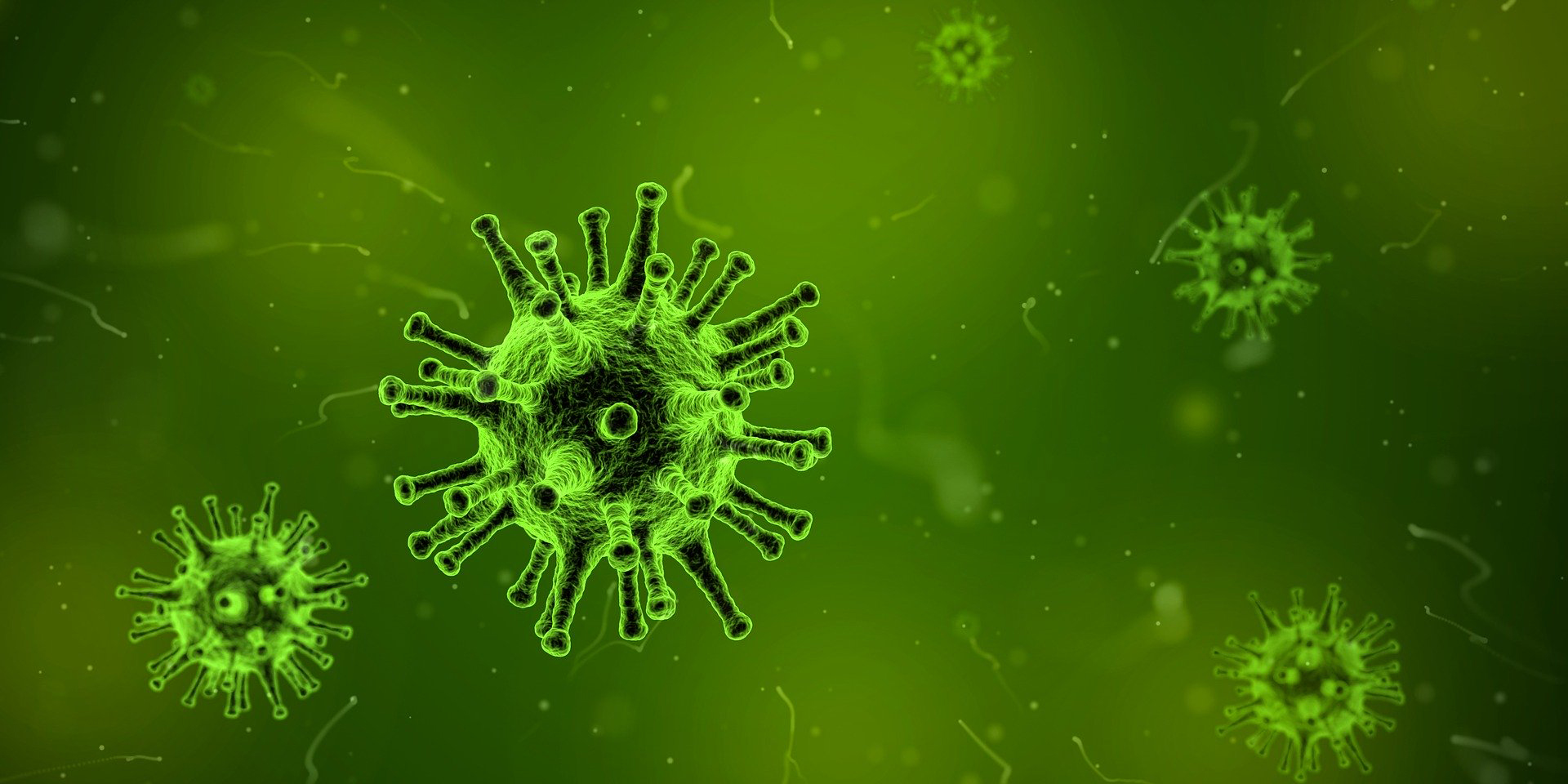 illustration av virus i grönt