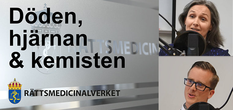 bild på frostat glas och rättsmedicinalverkets logotyp samt en bild på en kvinna och en bild på en man